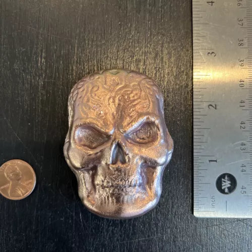 9-11oz Hand Poured & Polished .999 Copper Art Bullion 3D Skull Fast Shipping 💀