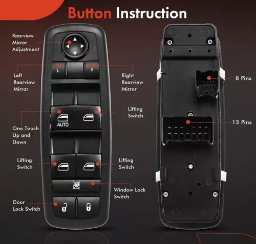 A-Premier Power Master Window Switch Compatible with Jeep & Dodge Models Fast📫