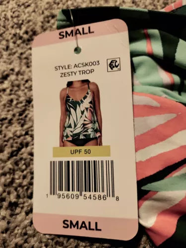Anne Cole Tankini Swim Top Zesty Tropical Size Spaghetti Straps UPF50 NEW Small