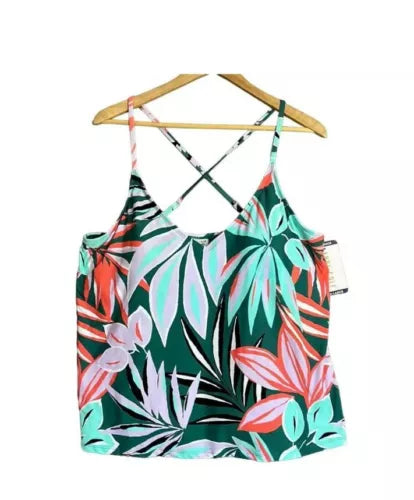 Anne Cole Tankini Swim Top Zesty Tropical Size Spaghetti Straps UPF50 NEW XSmall