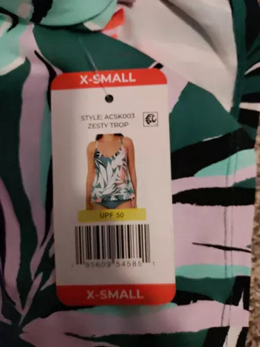 Anne Cole Tankini Swim Top Zesty Tropical Size Spaghetti Straps UPF50 NEW XSmall