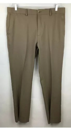 Apt 9 NWT Mens Khaki Dress Pants 34x38 Slim Fit Polyester Easy Care Flat New