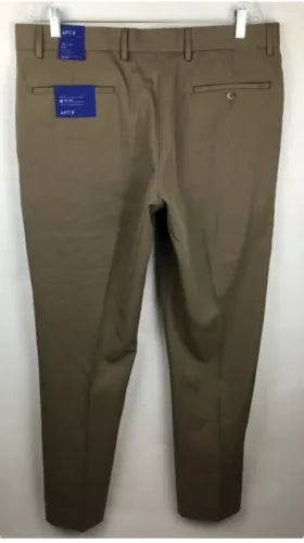 Apt 9 NWT Mens Khaki Dress Pants 34x38 Slim Fit Polyester Easy Care Flat New