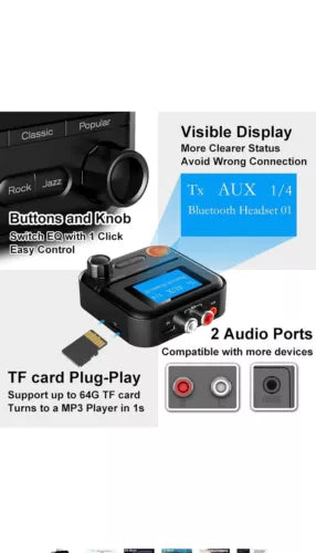 Bluetooth Transmitter 2-in-1 Bluetooth Transmitter Receiver with LCD Screen 5...