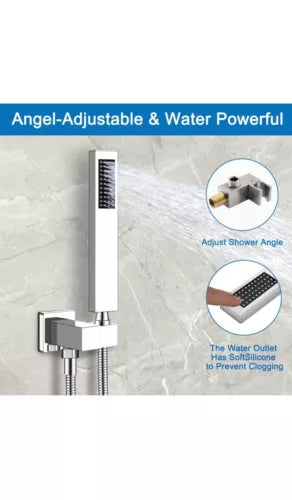 Brush Nickel Rainfall 12" Shower Faucet System High Pressure + Hand Held Luxury
