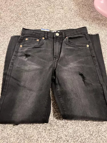 Boys black High rise Levis Ankle Straight Stretch Light Distressing