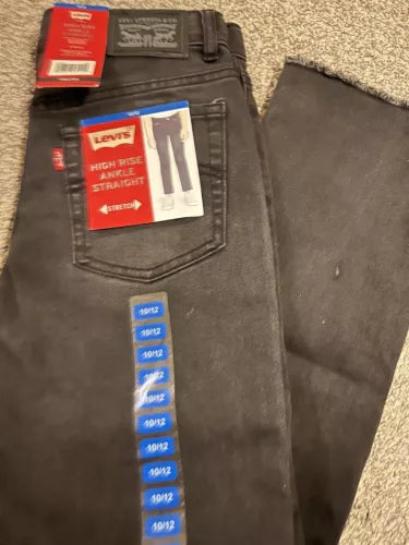 Boys black High rise Levis Ankle Straight Stretch Light Distressing