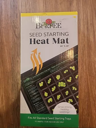 Burpee Seed Starting Heat Mat 20" x 10" Fits All Standard Trays Plant 17.5 Watts