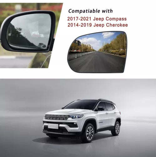 Car Left Rearview Heated Side Mirror Glass for Jeep Cherokee 2014-2019