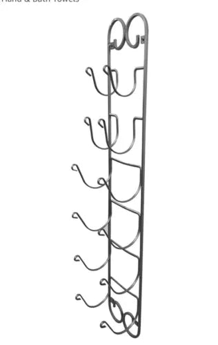Cast Iron Wall Mount Holder Wine Bottle Rack Brown Finish Bath Towel Home Decor