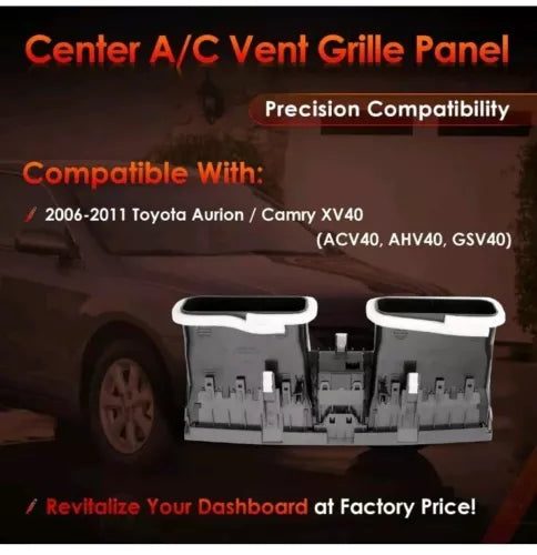 Center A/C Dash Air Vent Trim Cover, Console Outlet Insert Grille Panel with Eme