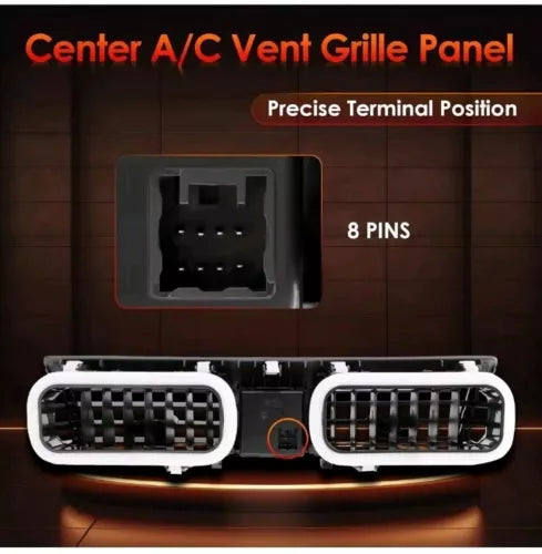 Center A/C Dash Air Vent Trim Cover, Console Outlet Insert Grille Panel with Eme