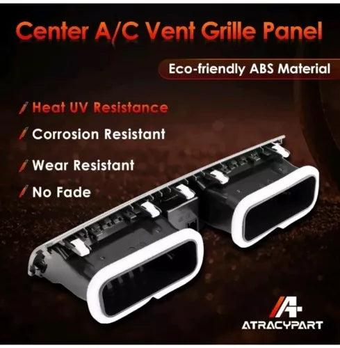 Center A/C Dash Air Vent Trim Cover, Console Outlet Insert Grille Panel with Eme