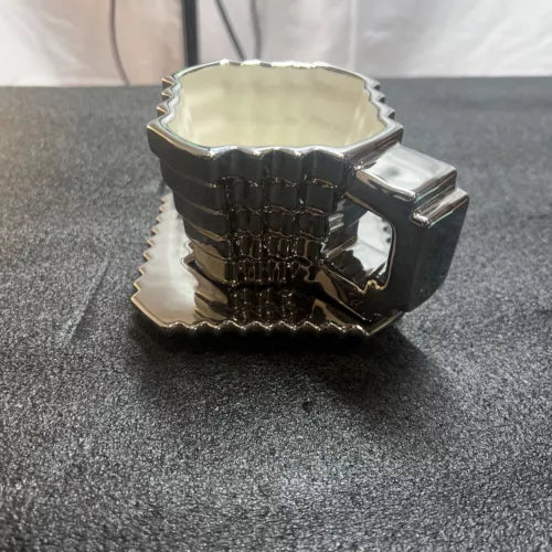 Ceramic Coffee Mug Cute Mosaic Design Decorative Cloud Mug Chubby 10oz Silver