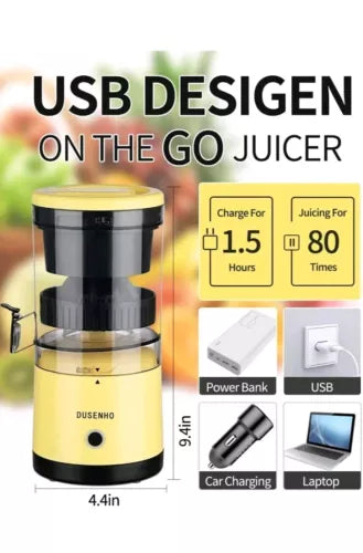 Citrus Juicer Machines Rechargeable - Portable Juicer with USB and Yellow