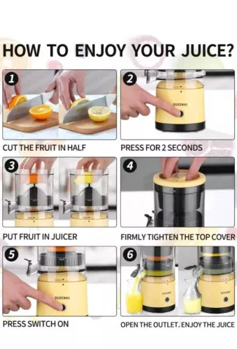 Citrus Juicer Machines Rechargeable - Portable Juicer with USB and Yellow