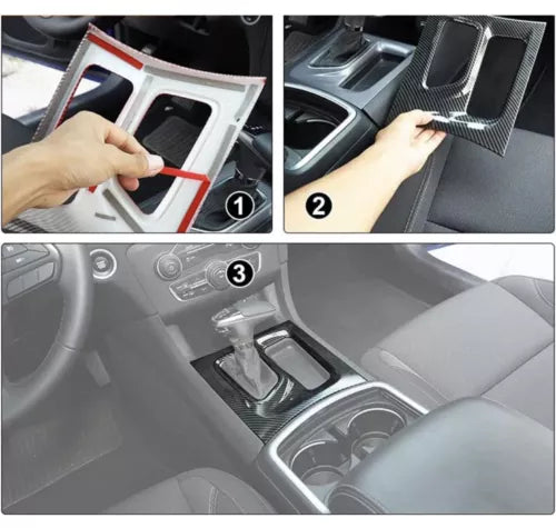 Console Gear Shift Box Panel Trim Cover For Dodge Charger 2015+ Red Carbon Fiber