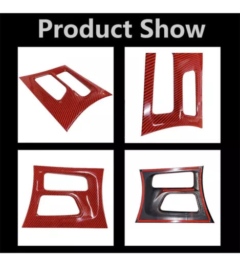 Console Gear Shift Box Panel Trim Cover For Dodge Charger 2015+ Red Carbon Fiber