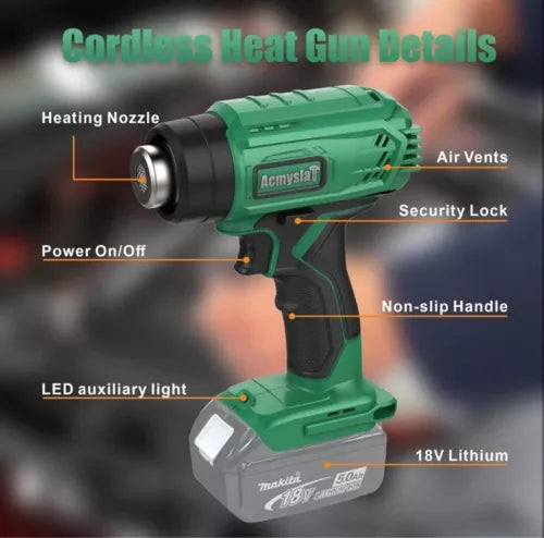 Cordless Heat Gun, 18V MAX Lithium-ion 4.0Ah Battery Hot Air Gun Fast Heating...