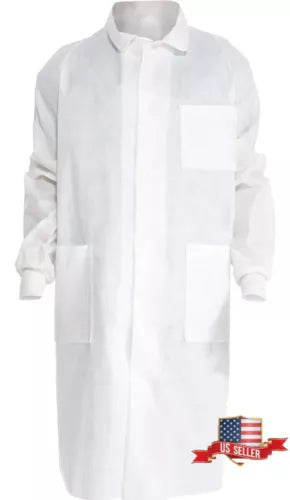 Cs/25  Kimtech A8 10022 Lab Coat w/ Knit Cuffs White Size Large
