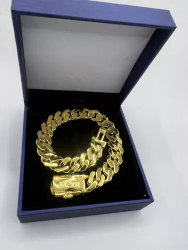 Cuban Link Chain Initial " I " Bracelet for Men Gold Plated 9” Long  .5” Thick