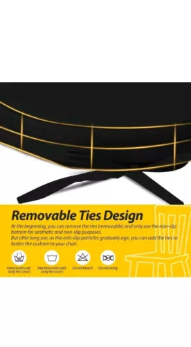 D-Shaped 2'' Thick Chair Cushions, Removable, Machine Washable Cover and Ties, C