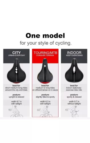 DAWAY Comfortable Men Women Bike Seat C66 Memory Foam Padded Leather Wide Bic...