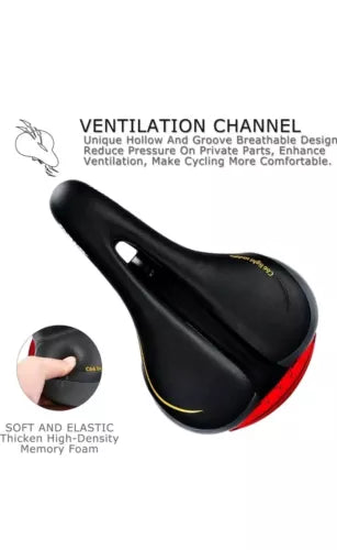 DAWAY Comfortable Men Women Bike Seat C66 Memory Foam Padded Leather Wide Bic...