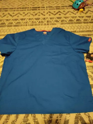 Dickies Signature Unisex V-Neck Scrub Top - Blue Xl