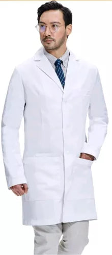 Dr. James Lab Coat for Men Tailored Fit Smartphone Tablet Pockets Size S Small