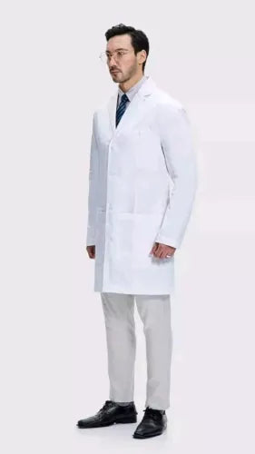 Dr. James Lab Coat for Men Tailored Fit Smartphone Tablet Pockets Size S Small