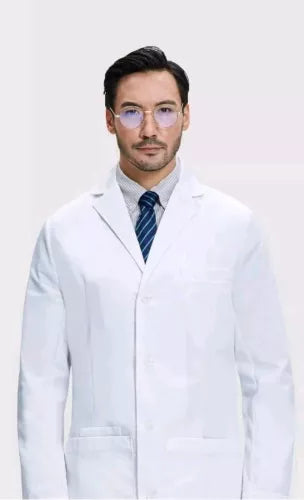 Dr. James Lab Coat for Men Tailored Fit Smartphone Tablet Pockets Size S Small
