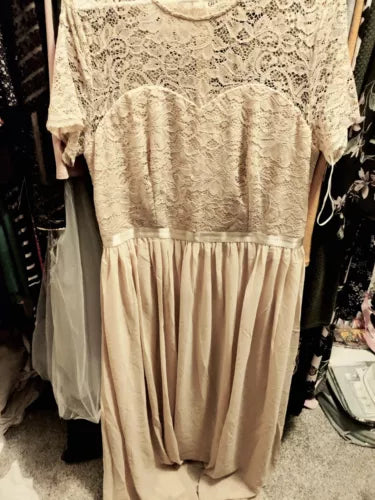 Dressystar Women Lace Bridesmaid Dress Short Sleeve Maxi Evening Prom Dress 2xl