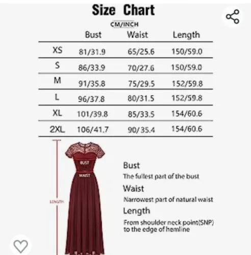 Dressystar Women Lace Bridesmaid Dress Short Sleeve Maxi Evening Prom Dress 2xl