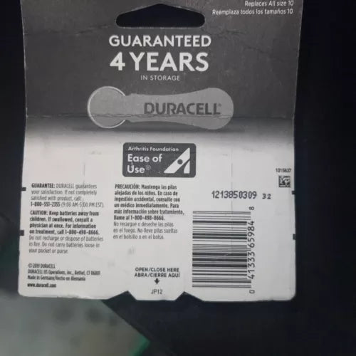 Duracell Hearing Aid Size 10 (24) Batteries EXP 03/2024  New Fast Shipping