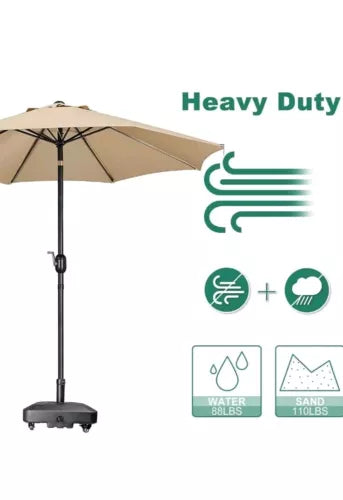 DZ4733 MS Patio Umbrella Base Heavy Duty with Wheels Square Market Stand for