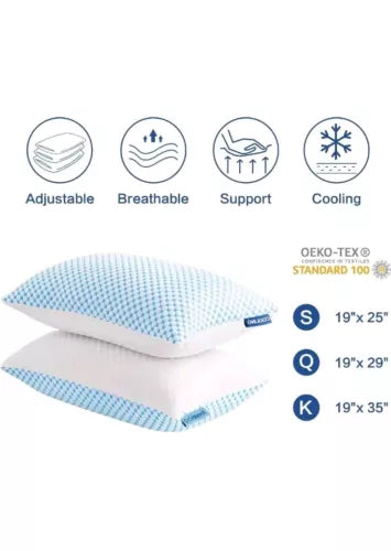 EASELAND Firm Pillow Shredded Memory Foam(Adjustable Loft), Cooling Breathable f