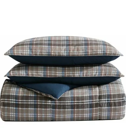 Eddie Bauer Comforter & Sham Sets (Rugged Plaid-Beige Brown) Full/Queen