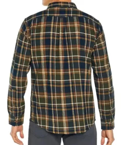 Eddie Bauer Men's Bristol Flannel Shirt Size S Rosin Loden Plaid
