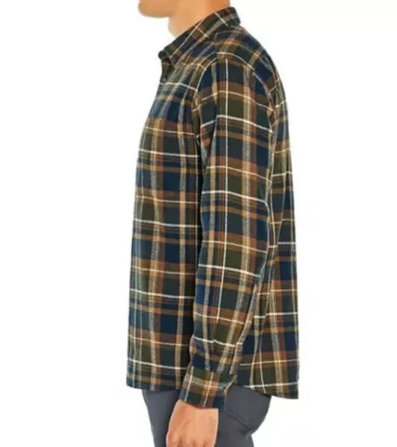 Eddie Bauer Men's Bristol Flannel Shirt Size S Rosin Loden Plaid
