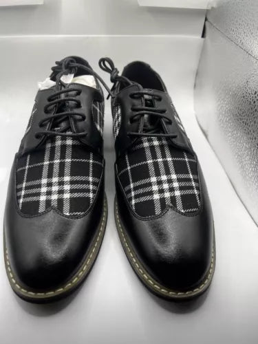 Enzo Romeo Titan03 Men's Spectator Tweed Plaid Two Tone Wingtips Oxfords Sz 6.5