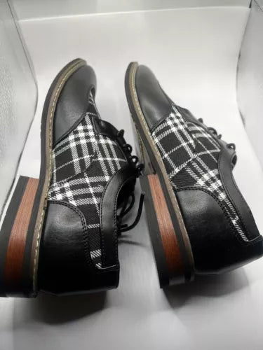 Enzo Romeo Titan03 Men's Spectator Tweed Plaid Two Tone Wingtips Oxfords Sz 6.5