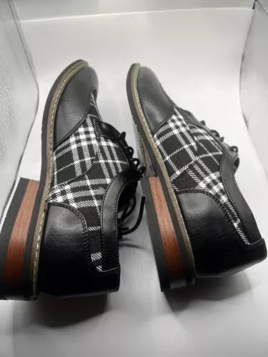 Enzo Romeo Titan03 Men's Spectator Tweed Plaid Two Tone Wingtips Oxfords Sz 6.5