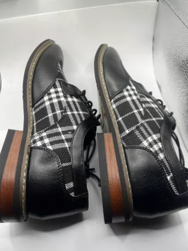 Enzo Romeo Titan03 Men's Spectator Tweed Plaid Two Tone Wingtips Oxfords Sz 6.5