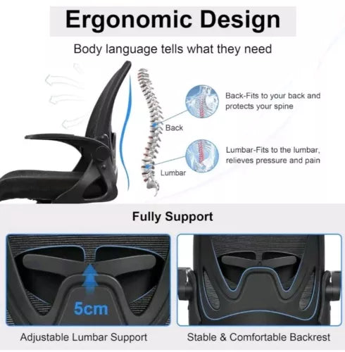 Ergonomic Executive Drafting Chair Tall Home Office Chair With Flip-Up Armrests