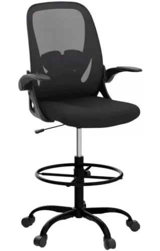 Ergonomic Executive Drafting Chair Tall Home Office Chair With Flip-Up Armrests