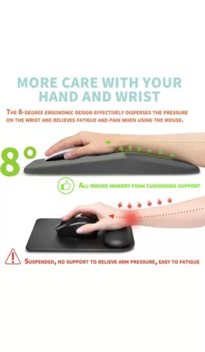 Ergonomic Mouse Pad Wrist Support, Memory Foam Gel Mousepad with Wrist Rest Pain