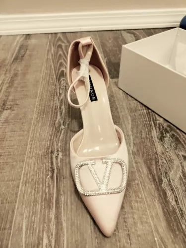 ERIJUNOR Women High Heel Rhinestone Ankle Strap Evening Party Dance Wedding  Sz7