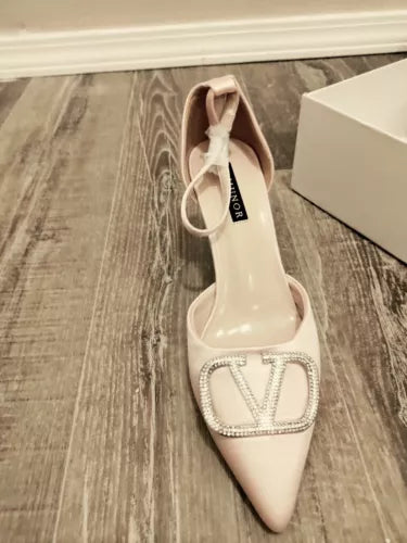 ERIJUNOR Women High Heel Rhinestone Ankle Strap Evening Party Dance Wedding  Sz7
