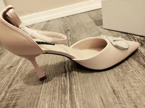 ERIJUNOR Women High Heel Rhinestone Ankle Strap Evening Party Dance Wedding  Sz7